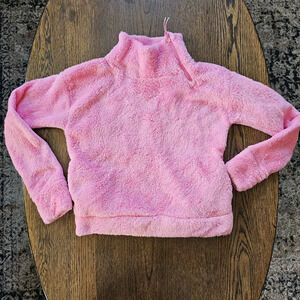All in Motion Fuzzy Pink Hile Pile ¼ Zip Pullover Sweater Size Girl Large 10/12